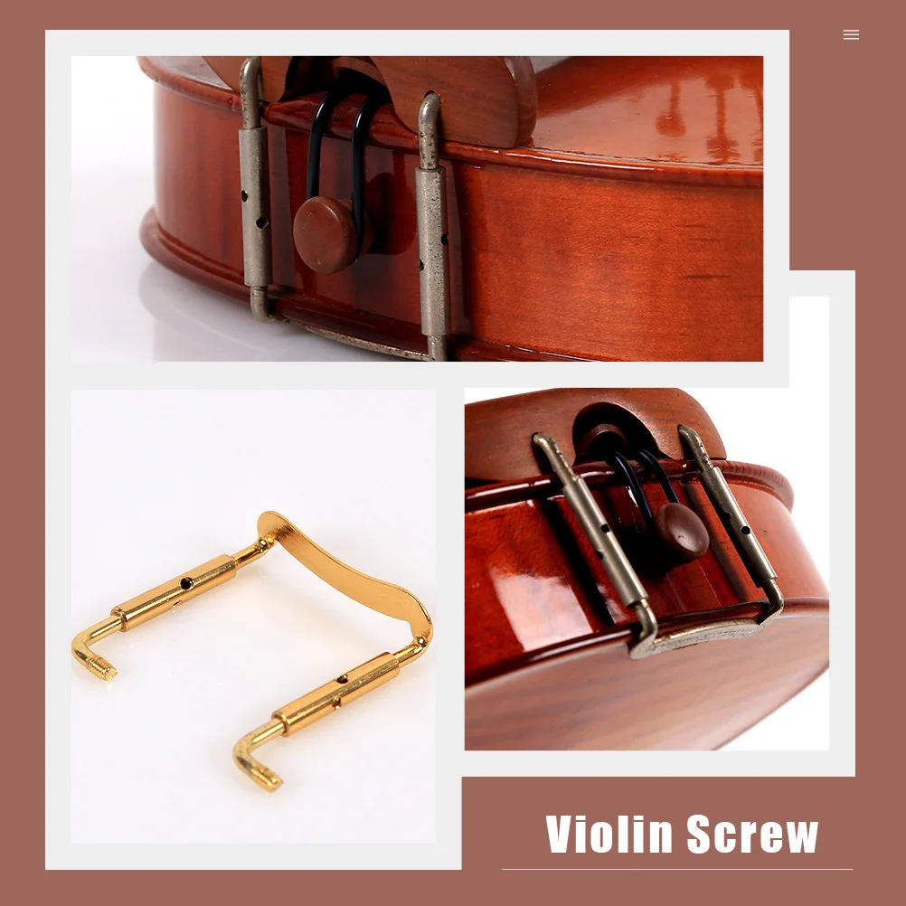 

2 Pcs Violin Chin Rest Screws Chinrest Accessories Parts Component Clamp Accessory Golden
