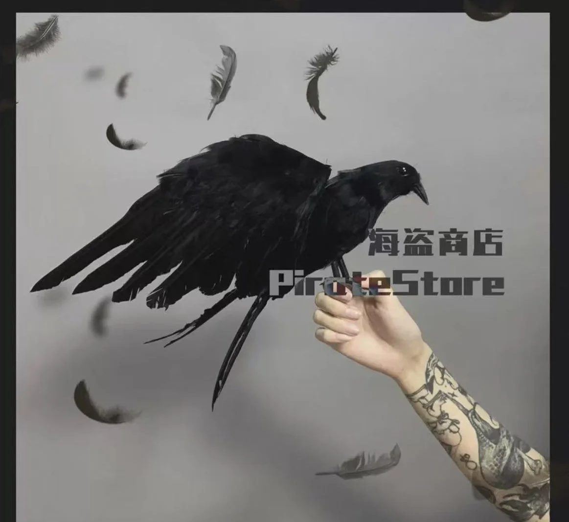 2025 Night Crow Dark Magic Crow Realistic Cosplay Prop Lolita Halloween Props Gothic Decorations Black Crow Ornament for Parties