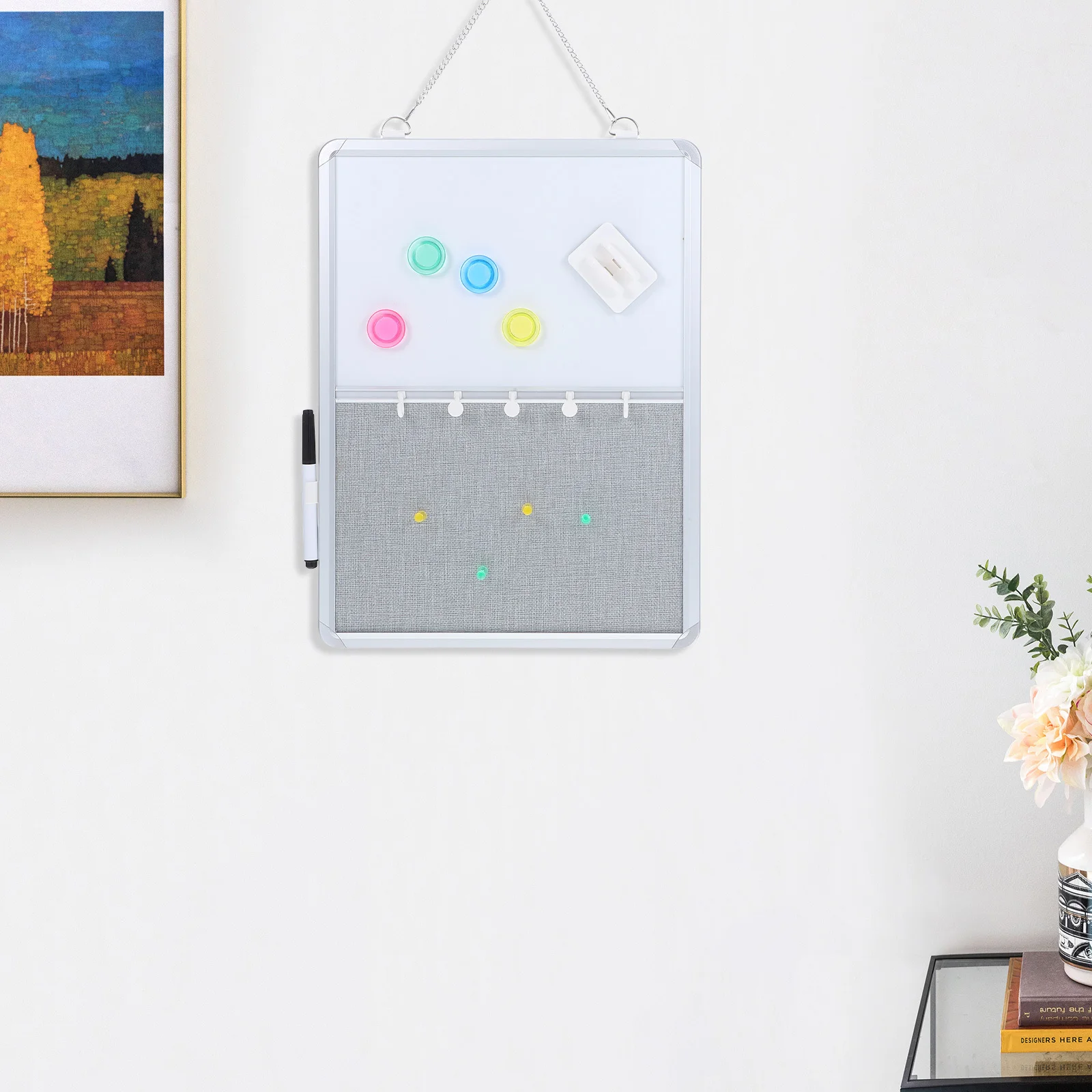 1 مجموعة السبورة النسيج لوحة الإعلانات مزيج الحائط لوحة المسح الجاف لمكتب المنزل مدرسة التخطيط ملاحظات العرض #1