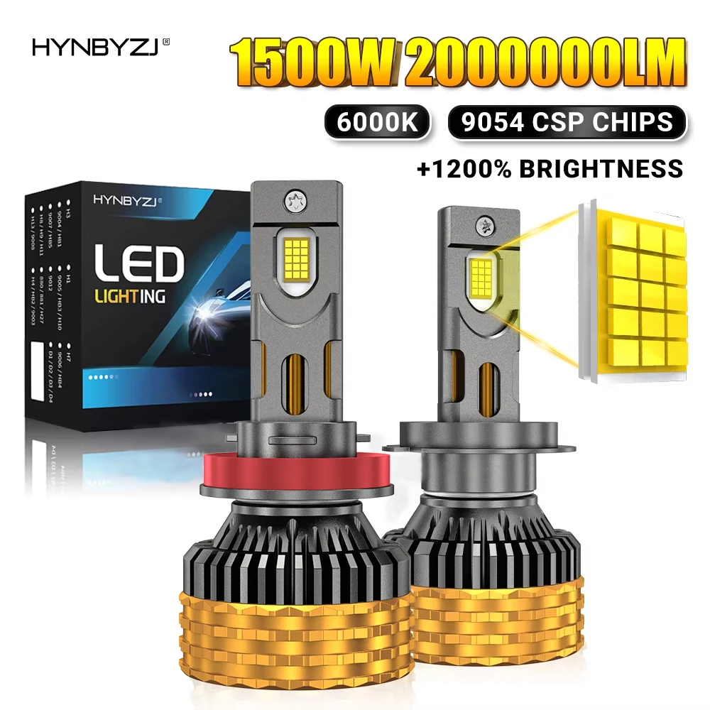 

HYNBYZJ H11 1500W LED CANBUS H4 LED Headlights H17 H1 H3 9005 HB3 9006 HB4 9007 9008 9012 High Power Car Headlamp Buld 6000K