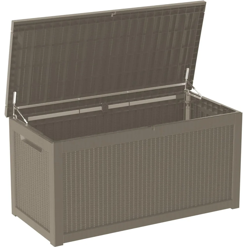 

320 gallon double walled resin deck box - lockable waterproof outdoor storage box, capacity 1000 pounds