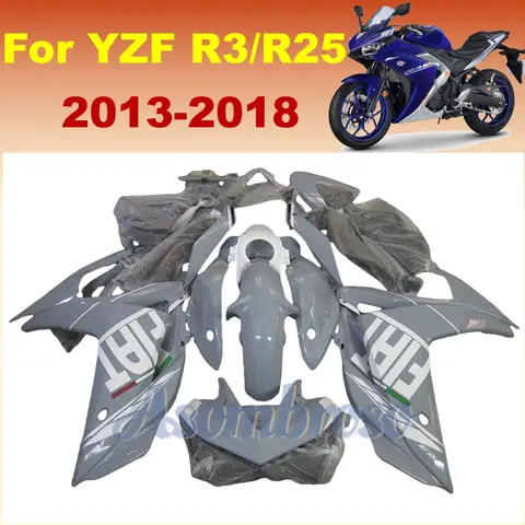 ABS 사출 성형 오토바이 페어링 키트, YZFR25 YZFR3 2013 2014 2015 2016 2017 2018 r25 r3 13-18 Nardo 그레이 페어링 바디용