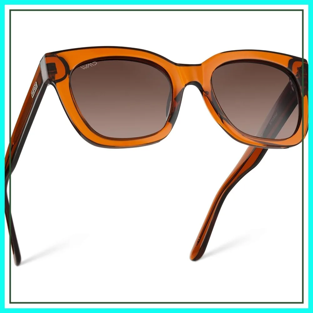 Women's Polarized Large Square Sunglasses: Subtle Cat Eye Corners, Thick Frame & Modern Aesthetics