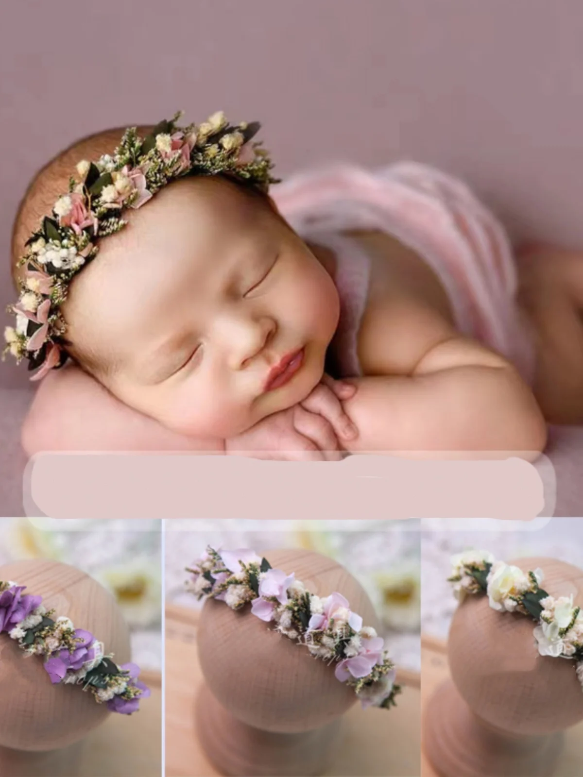 Bebe Girl Headband Newborn Photography Props Full Moon Flower Hairband Infant Shooting Accessories Photo Decorations