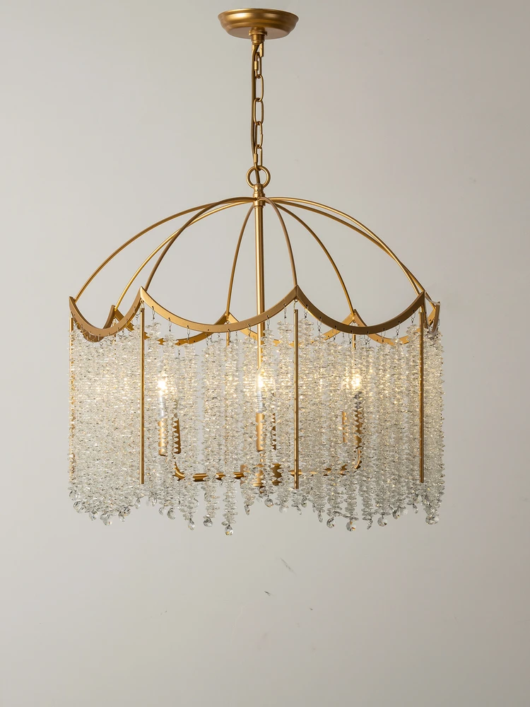 French Crystal Chandelier Bedroom Room Light American Light Luxury Retro Designer Tassel Art Crystal Dining Room Pendant Light