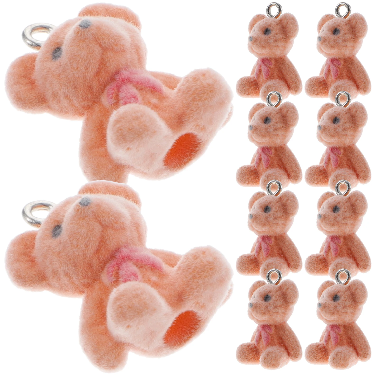 

10 Pcs Jewelry Bear Pendant Charms for Bracelets Making Cute Necklace Animal Orange Accessory