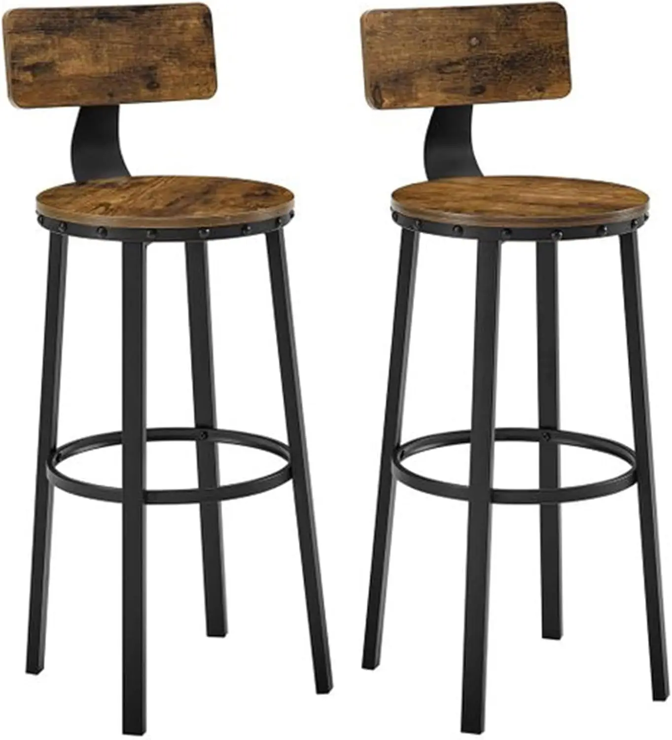 

Bar Stools Set of 2, Bar Height Stools, 28.9 Inches Counter Barstools Chairs with Back for Dining Kitchen Island, Steel Frame
