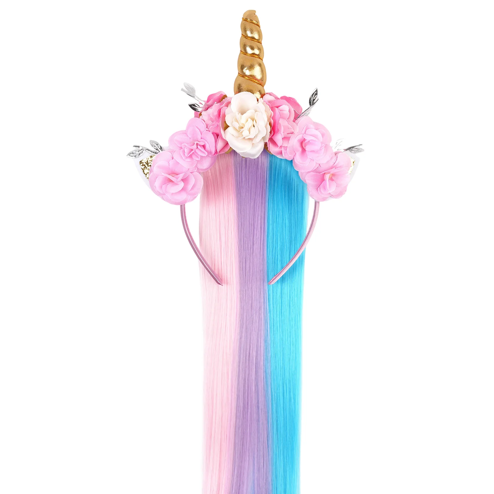 Regenbogen-Einhorn Spitzen-Haarband mit Farbverlauf und Quasten für Mädchen, Prinzessinnen-Blumen-Stirnband, Kopftuch, Haaraccessoires, Kindermode – Detail 8