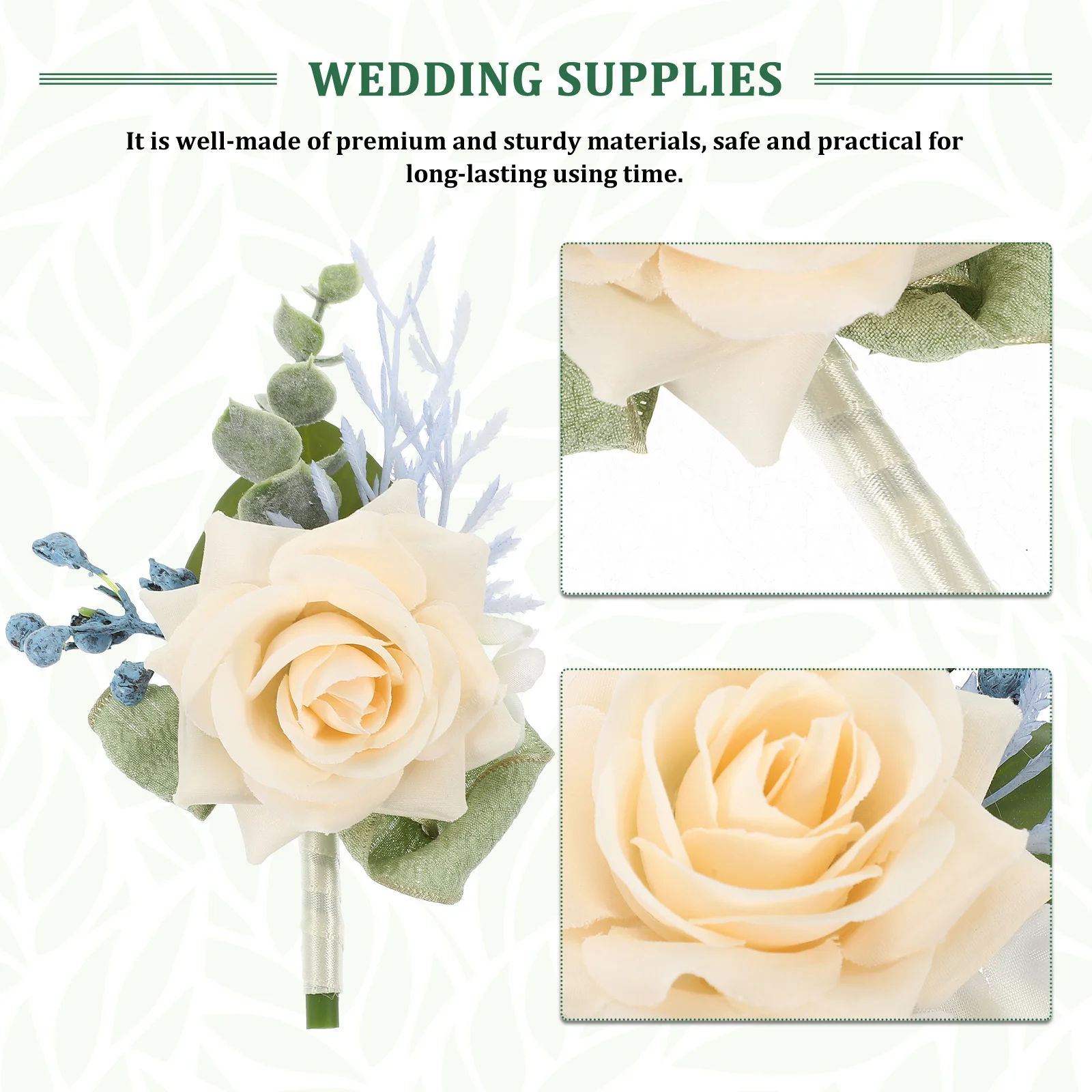 

1Set Artificial Flower Boutonniere Corsage Set Wedding Wrist Corsage for Bride Groom Prom Party Corsages for Wedding