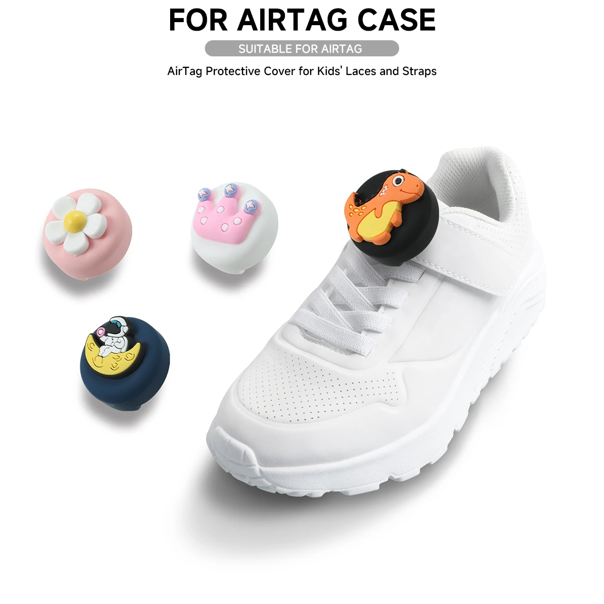1/2pcs For Apple AirTag Silicone Protective Case Anti-lost GPS Tracker Shoelaces & Straps Holder Shell For Kids Children Elderly