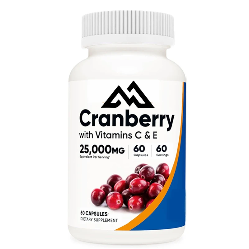 

Cranberry extract (25000 milligrams) (60 vegetarian capsules) contains vitamin C and vitamin E