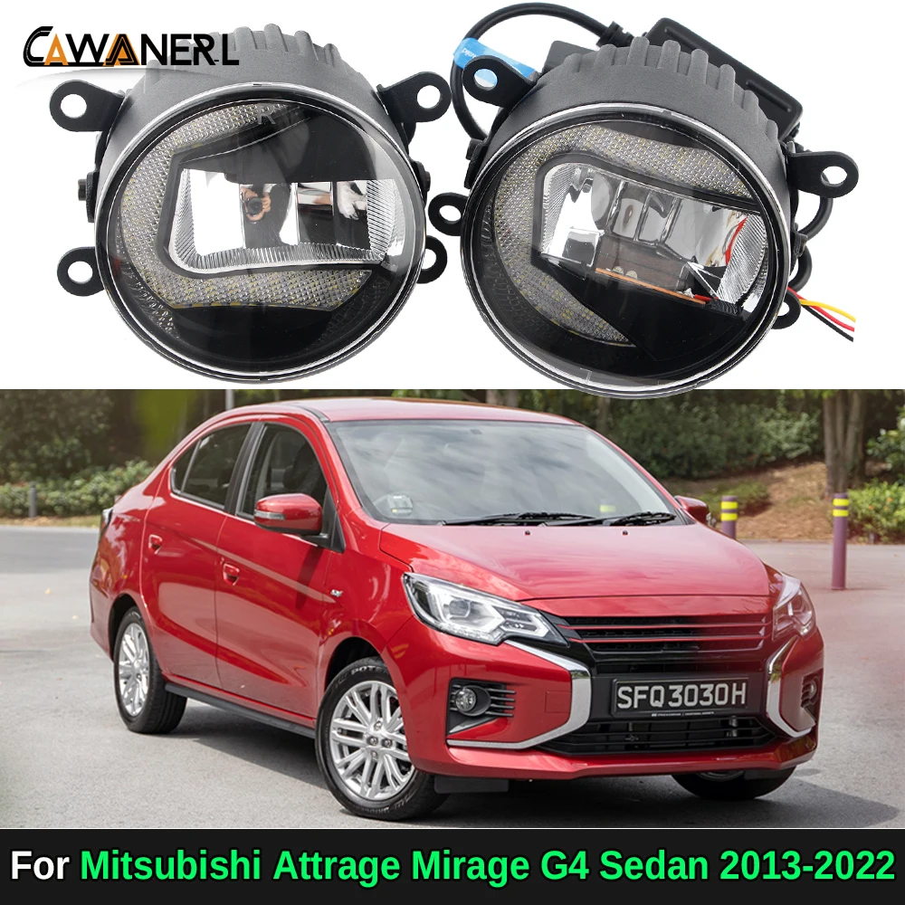 2IN1 Design LED Fog Light with DRL For Mitsubishi Attrage Mirage G4 Sedan 2013-2022 Aluminum Car Fog Daytime Running Lamp White