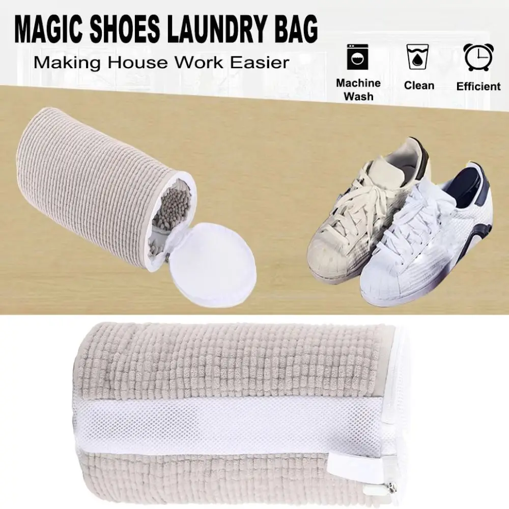 

Plush Shoes Laundry Bag with Strong Zippers Shoe Storage Shoe Cleaning Bag Remove Dirt Polyester Cotton Shoe Washing Bag