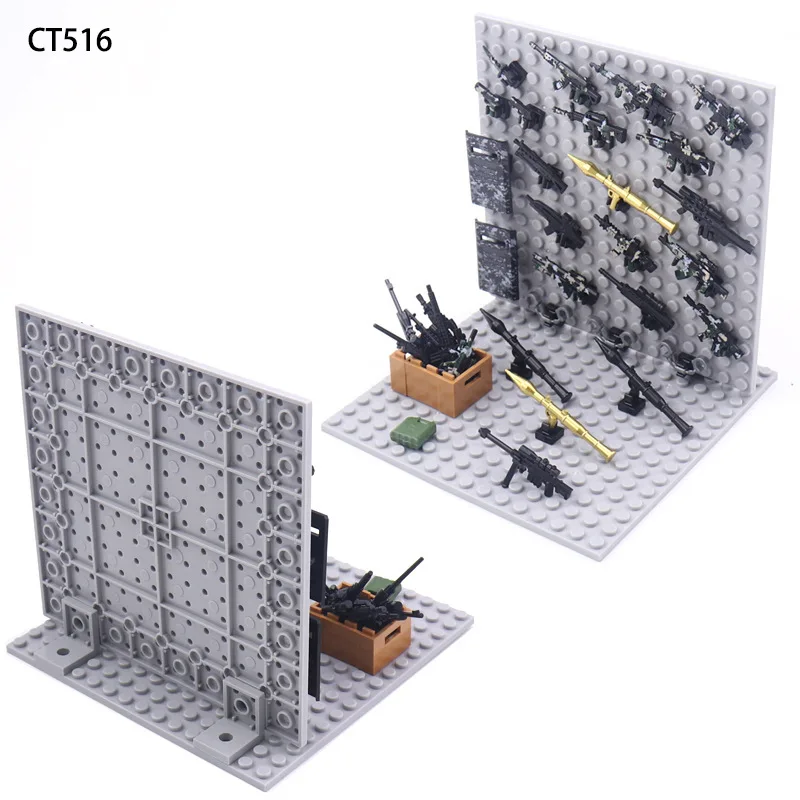 Military weapons and equipment warehouse Wall Building Blocks Rocket Shield assemble blocks Kits Toys For Boys Christmas Gifts