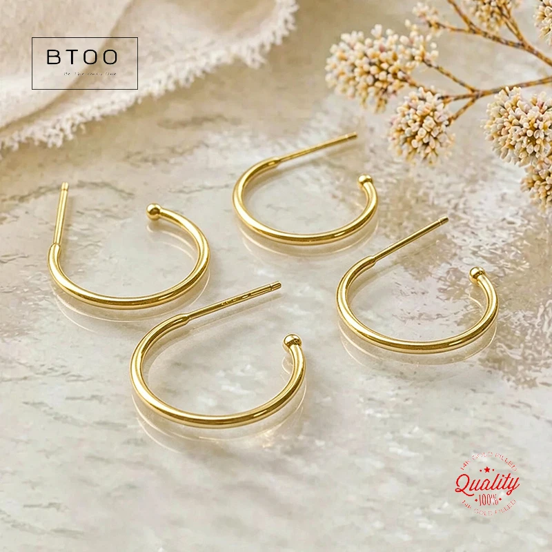 Stud Hoop Post Hoop Studs C Hoop Modern Hoops Hoops with Stud Stud Hoop Earrings Basic Hoop Earrings 14kt Gold Filled