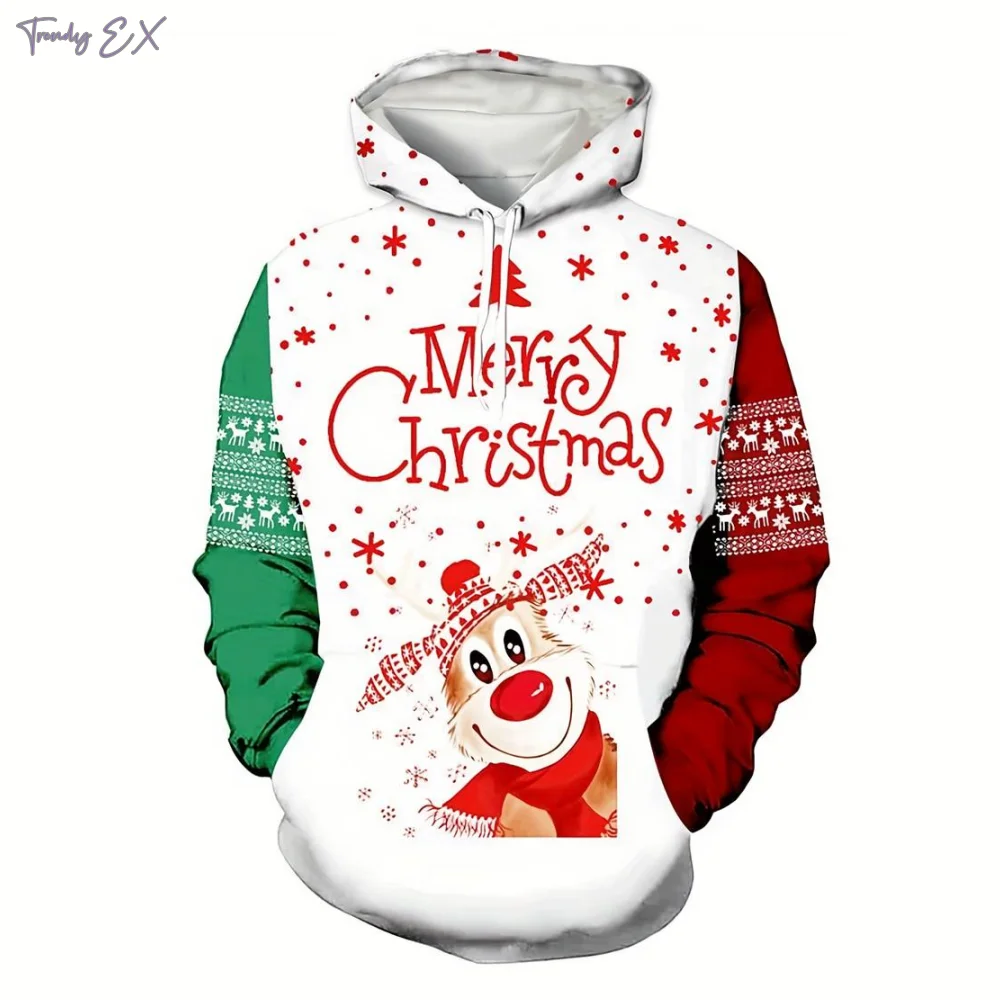 

Men's Christmas Fitness Abs 3D Print Sweatshirt Harajuku Style Outdoor Sports Graphic Hoodie with Kangaroo Pocket