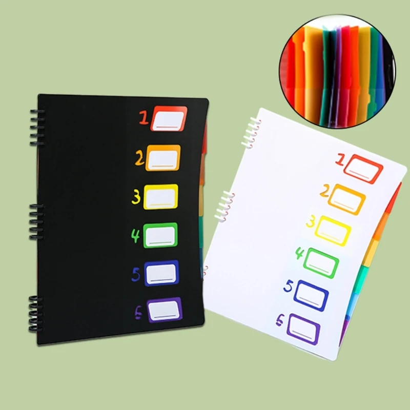 W89C Expandable Folder 6 Pockets Expanding Document Organiser Sorting Folder with Removable Pages Letter Size for Office