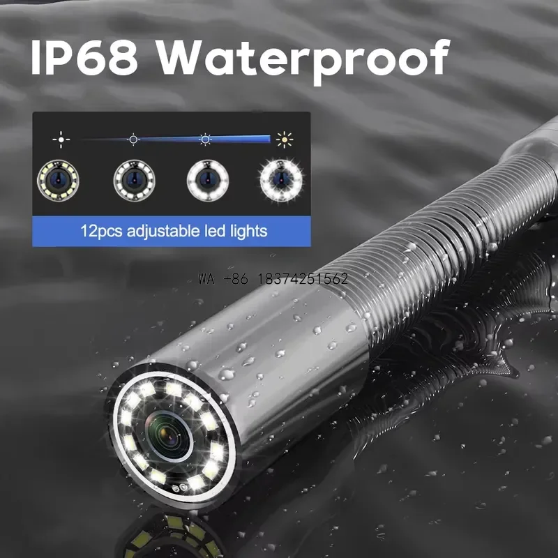 Wmwmnu 9 Inch Sewer Endoscope with 512Hz Self Leveling 7MM Drain Pipe Inspection IP68 Waterproof Borescope for