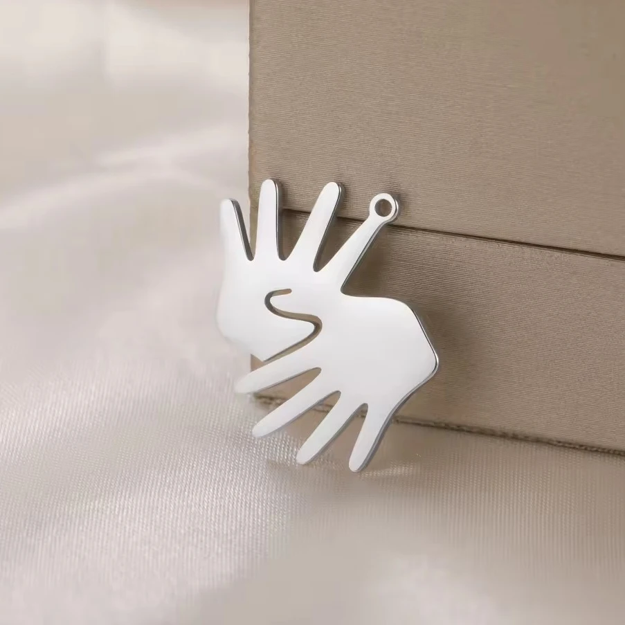14pcs/lot DIY Jewelry Accessories Stainless Steel Hand gestures for sign language Earring Connector Bracelet Loose Bead Pendant