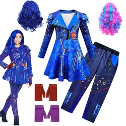 Descendants 3 Mal Costume For Girls Evie Cosplay Costume Child Fantasia Halloween Clothes Wig Kids Fancy Birthday Party Clothing