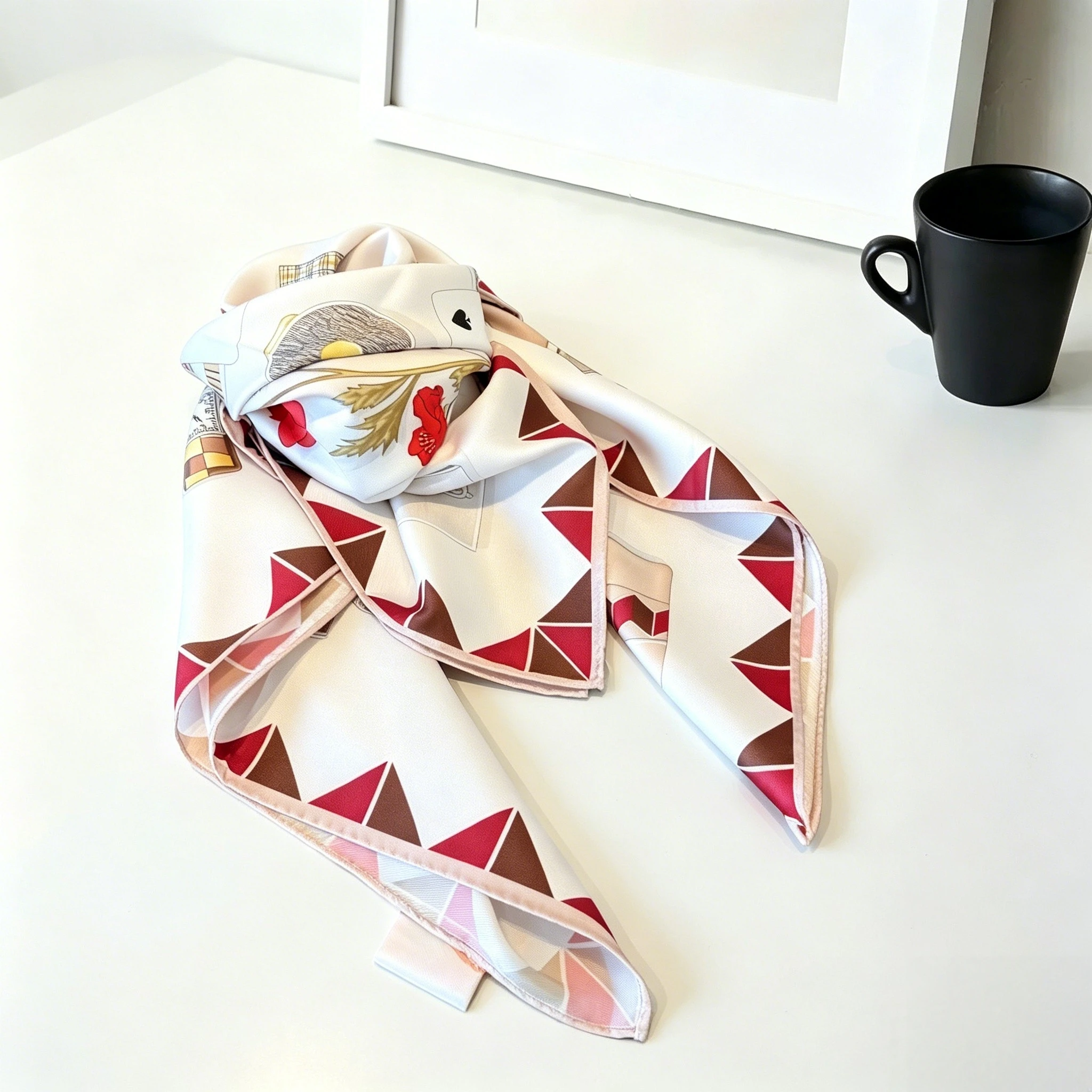 

Brand Discount Women's Silk Twill Scarf Vintage High-End Shawl, Scarf Necklace Gloves Playing Card Large Square Scarf 90*90 Gift