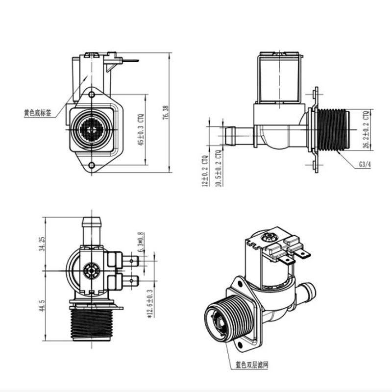 FPD180A Washer Water Inlet Valve with Mounting Bracket, AC 220V Universal Solenoid Valve Accessories for Washing Machine