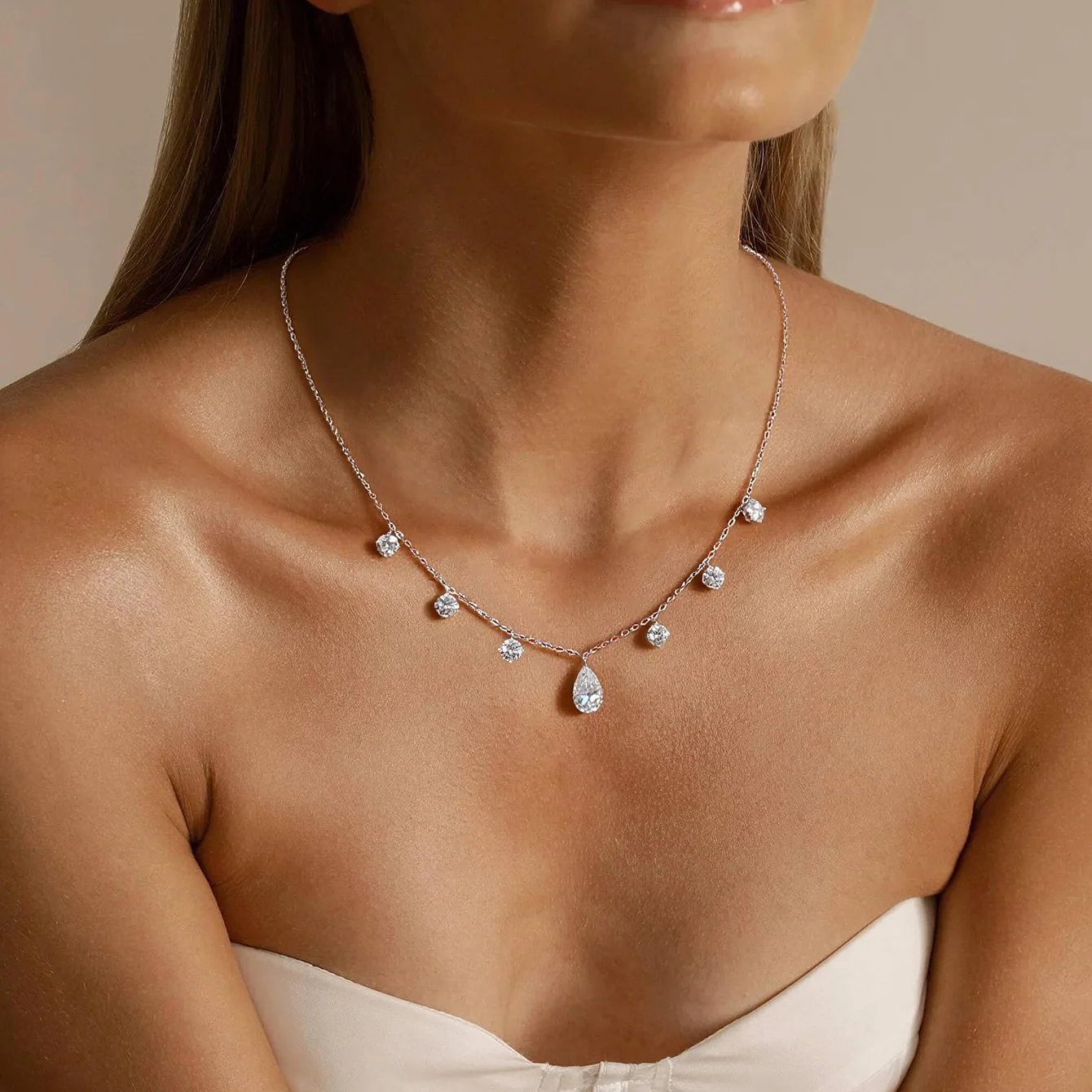 OEVAS Water Drop 2-3CT 100% Real Moissanite Necklace for Women 925 Sterling Silver Plated 18K Wedding Party Luxury Jewelry Gift view 6