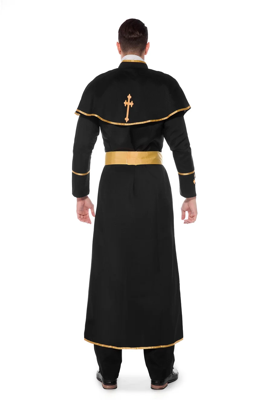 Disfraz de Halloween de pareja para hombres y mujeres, Cosplay Medieval, disfraz de sacerdote, monja, Mission, iglesia, kimono religioso, vestido de fiesta de lujo