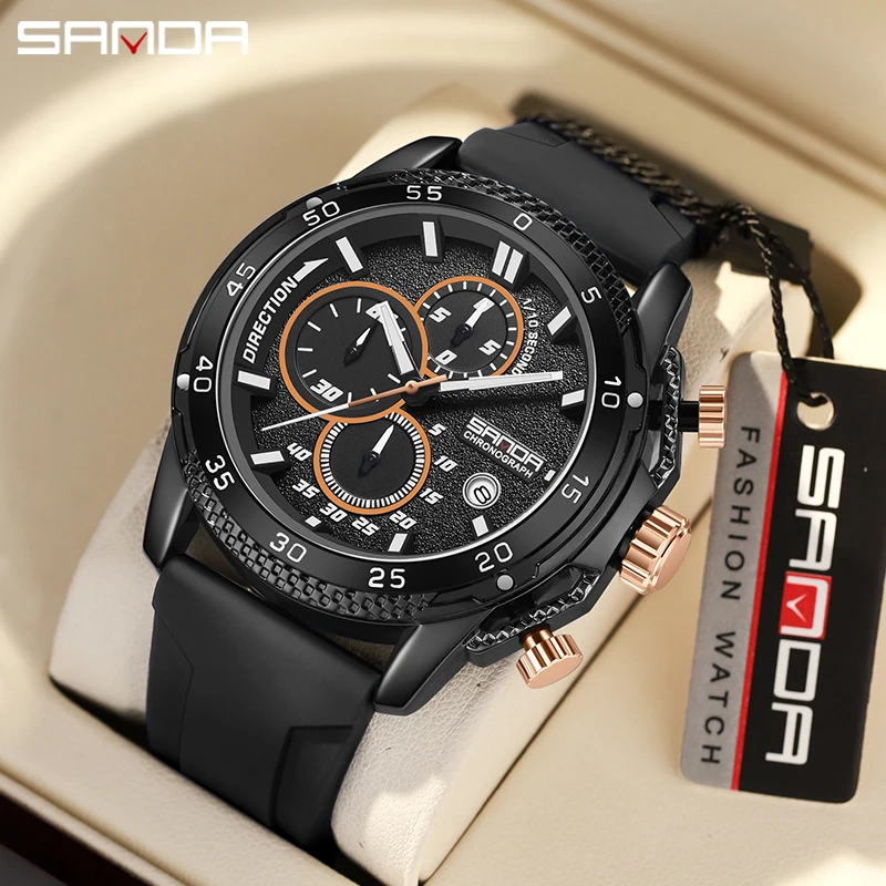 

Sport Waterproof Watch For Men SANDA 5314 Fashion Date Stopwatch Quartz Wristwatch Luxury Business Original Design Male Clock