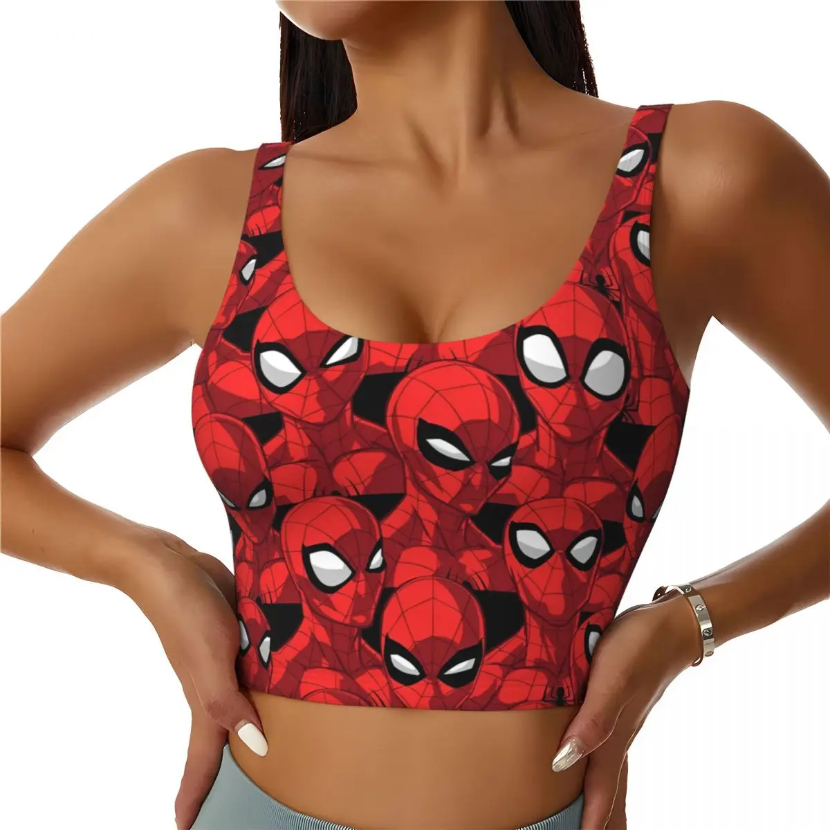 Spider Man Spider-Man Sports Bra For Women Padded Strappy Medium Support Fitness Sport Bras With Removable Cups