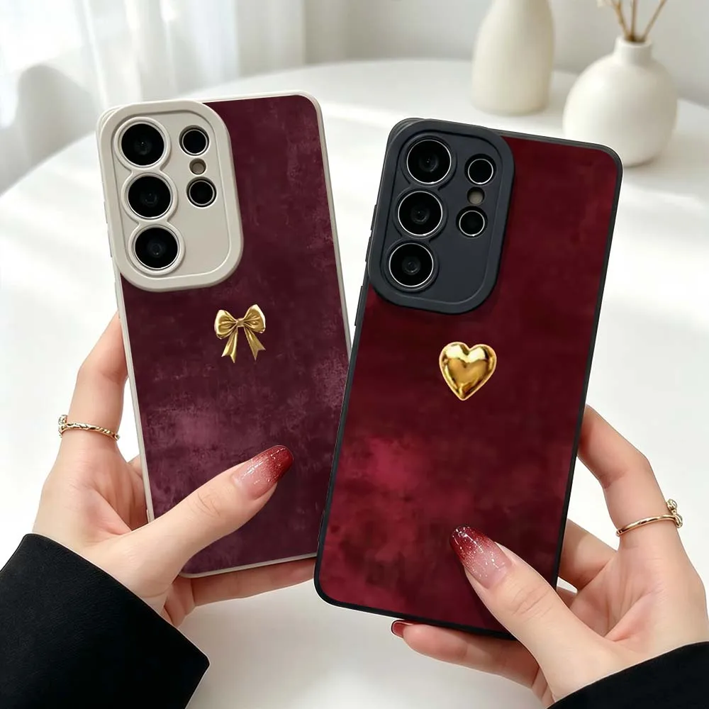 

Art Love Heart Bow Pattern Silicone Case For Samsung Galaxy S26 S25 S24 S23 S22 S21 Ultra Plus FE Soft Phone Case Cover