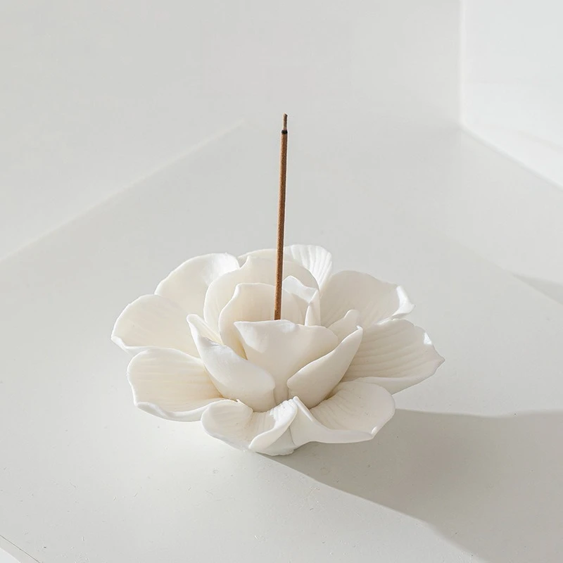 

Ceramic Lotus Incense Burner Flower Insence-Stick Holder with Ash Catcher Incense Holder for Stick Cone Yoga Studio Living Room