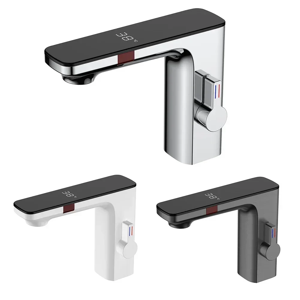 

Induction Faucet Bathroom Sensor-Basin Faucet LCD Digital Display Screen Hot Cold WaterTap Vanity Touchless Faucet Bibcock