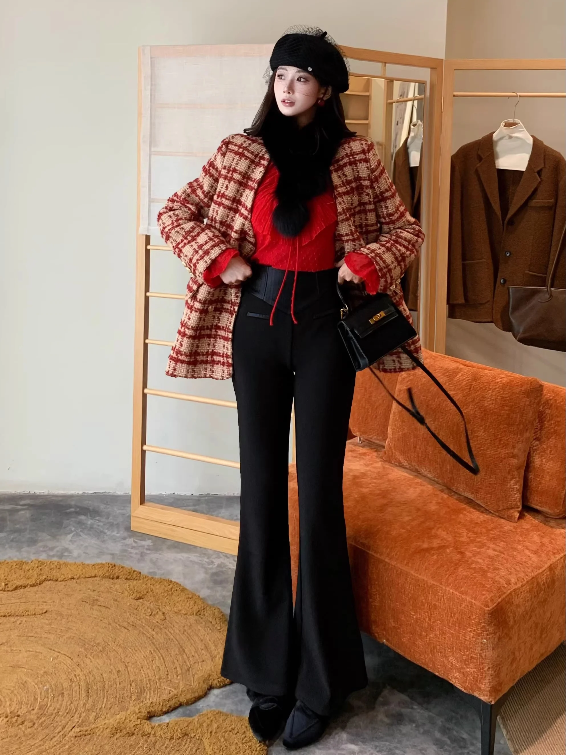 

Faionable Casual Slimming Caramel Plaid DADADA down Jaet New Dadada Tagkita Ladies Premium Winter Coat Warm Long Sve