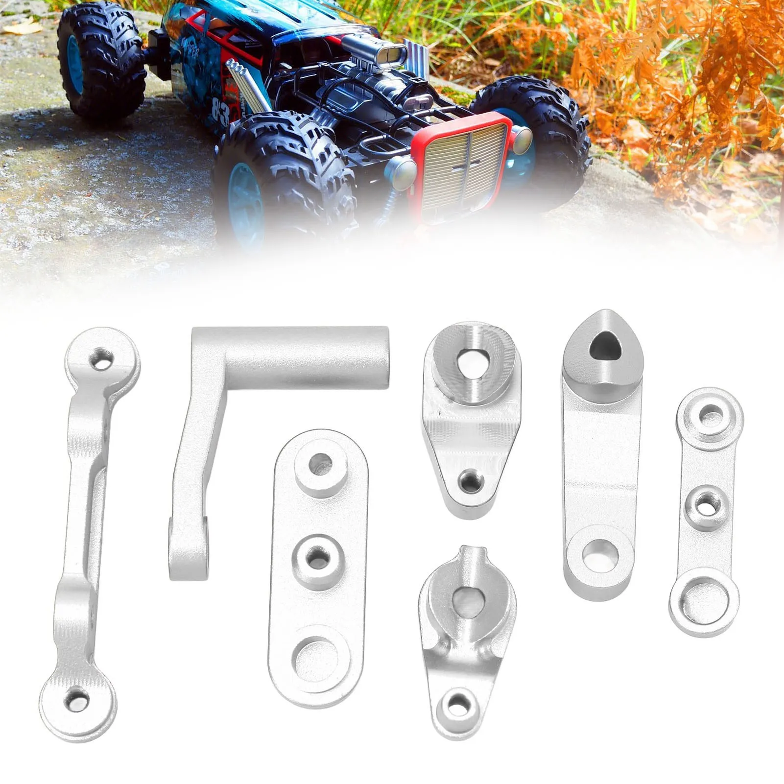 Conjunto de direção rc, peça de atualização de liga de alumínio, conjunto de manivela de direção rc para carros losi baja rey rock rey 1/10 rc