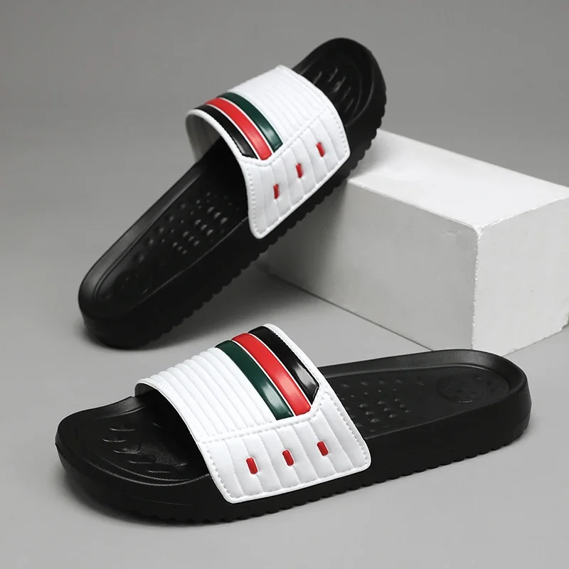 

Мужские шлепанцы из ЭВА с полосками, толстая подошва, летние мягкие сандалии, пляжные тапочки, мужские шлепанцы для дома и улицы из ЭВА