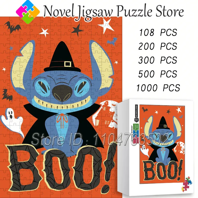 

Halloween Series Lilo and Stitch Puzzle 108/200/300/500/1000 Pieces Wooden Puzzles Children's Handmade Fun Toys Halloween Gift