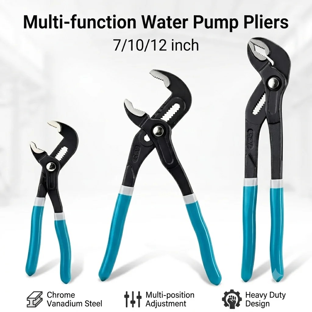 7/10/12 Inch Quick-release V Jaw Tongue Groove Pliers Kit Multifunctional Large Opening Water Pump Pliers Set for Pipe/Appliance