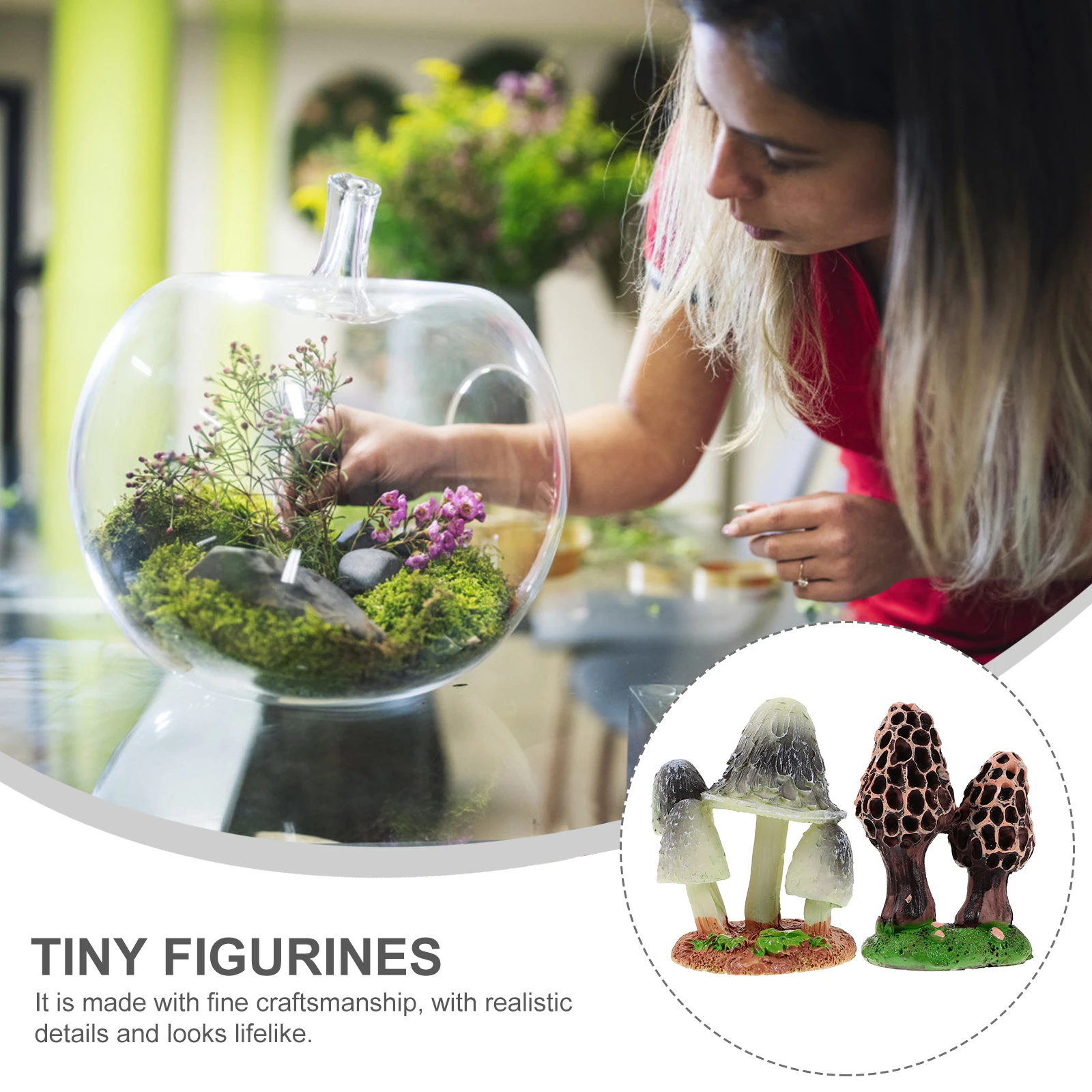 

2Pcs Charming Resin Mushroom Decor Miniature Garden Craft Micro Landscape Ornaments