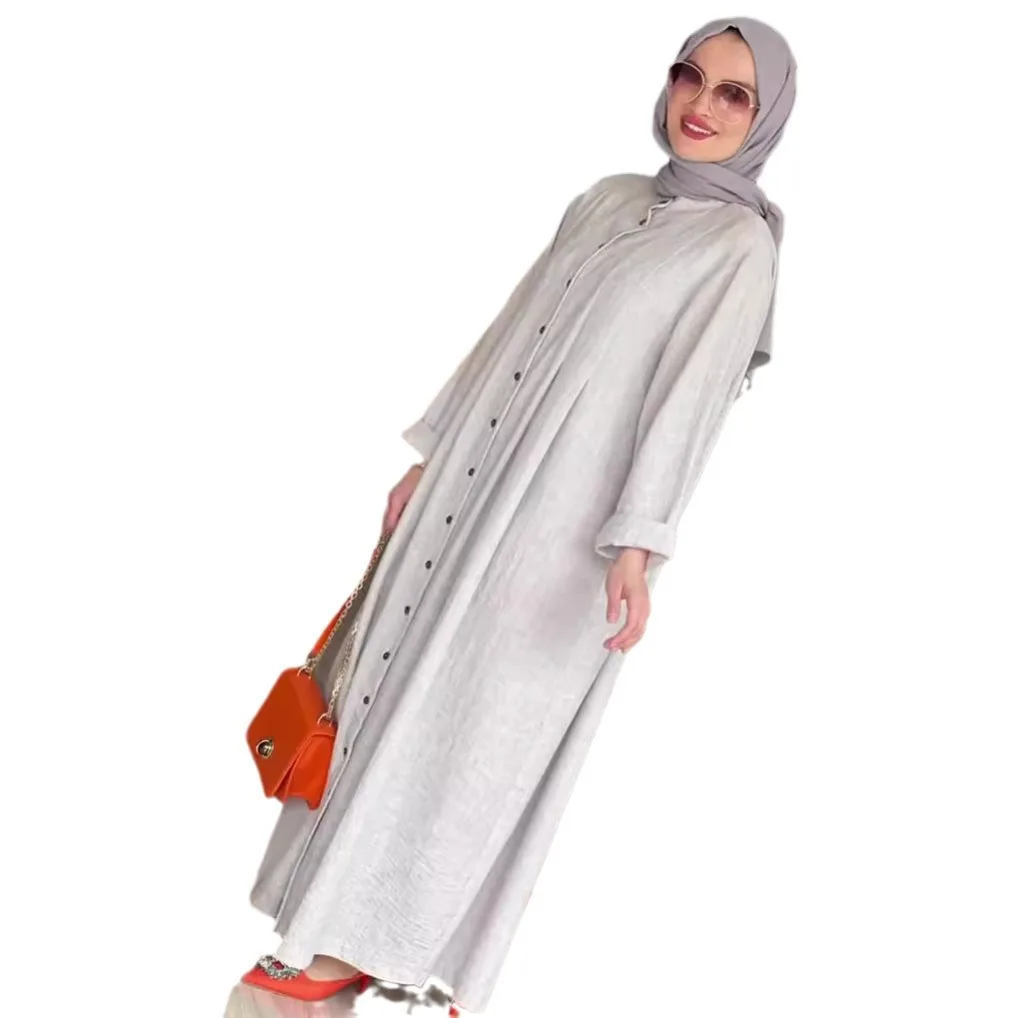 여성 이드 드레스 아바야 라마단 무슬림 드레스 잘라비야 싱글 브레스티드 이슬람 두바이 아바야 카프탄 베스티도스 아랍 롱 로브 모로코