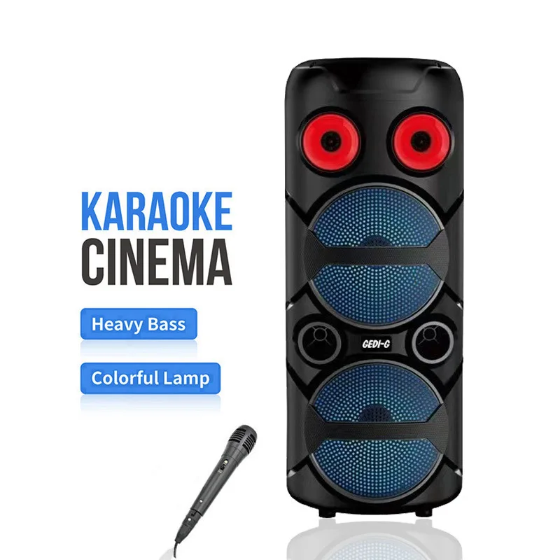 Cross-border Special Double 8-inch RGB Bluetooth Speaker, Foreign Trade RGB Light Colorful Cylinder, Square Dance Portable Cylin