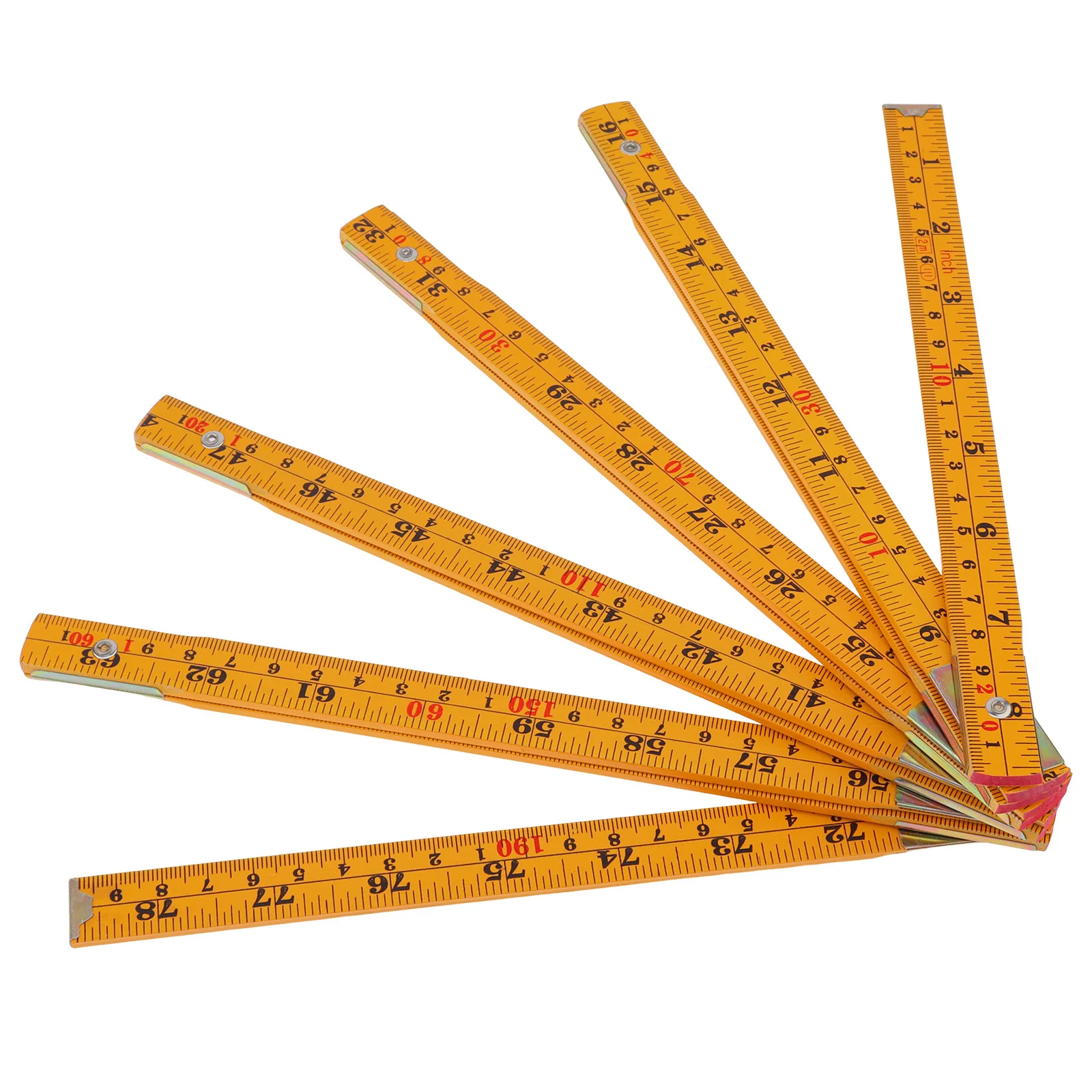 2 m / 78 in Metric & Imperial Dual Scale Orange Folding Ruler for DIY Craft Projects / Woodworking Measuring Tool