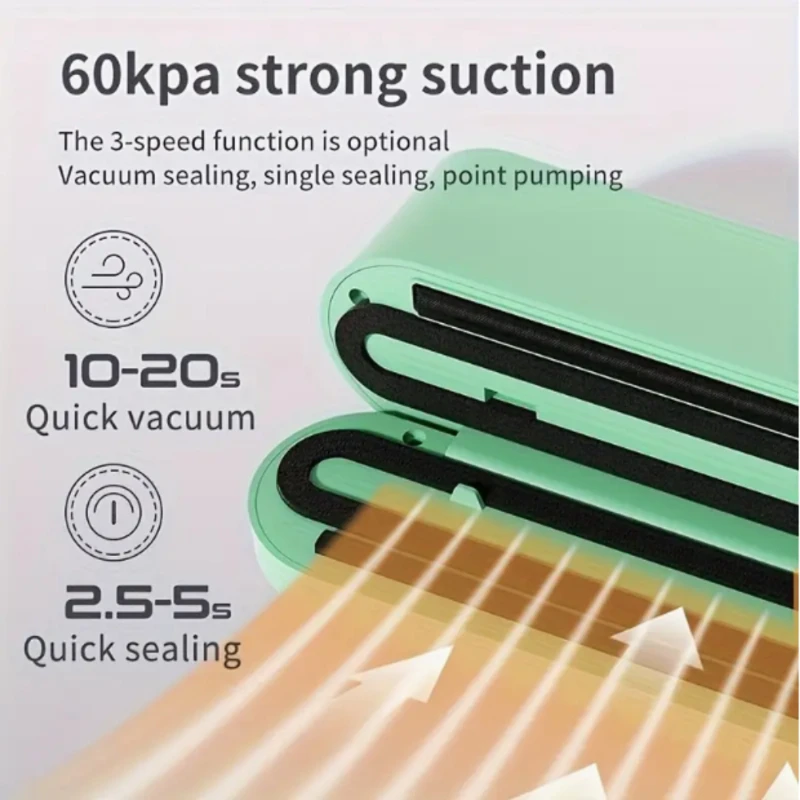 Compact Automatic Vacuum Sealer for Snacks, Meat, Fruits, Vegetables - Space-Saving Multi-Functional Design
