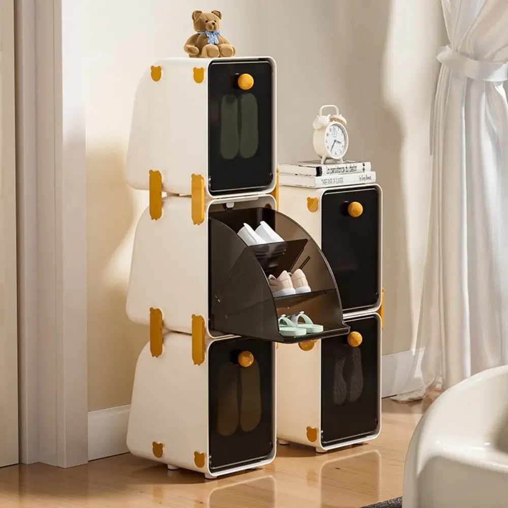 No-Assembly Children's Shoe Cabinet Dust-Proof Stacking Design Space-Saving Shoe Rack Transparent Acrylic Material