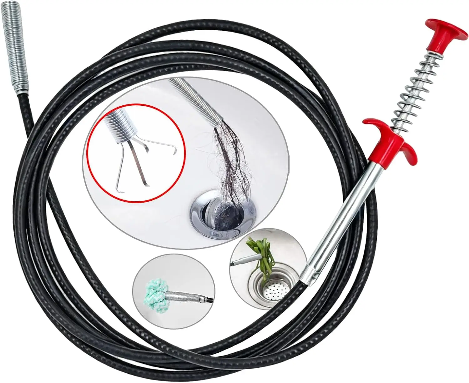 

39 Inch Drain Snake Clog Remover Flexible Pick Up Tool, Grabber Claw Stick for Hair, Debris from Sink, Tub, Toilet
