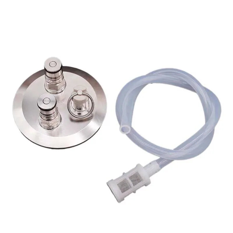 

3"Tri Clamp 91mm OD Ball Lock Convert Lid With Gas Beer Post PRV 60Cm Silicone Hose Homebrew Kegging Equipment 4-inch blind tool