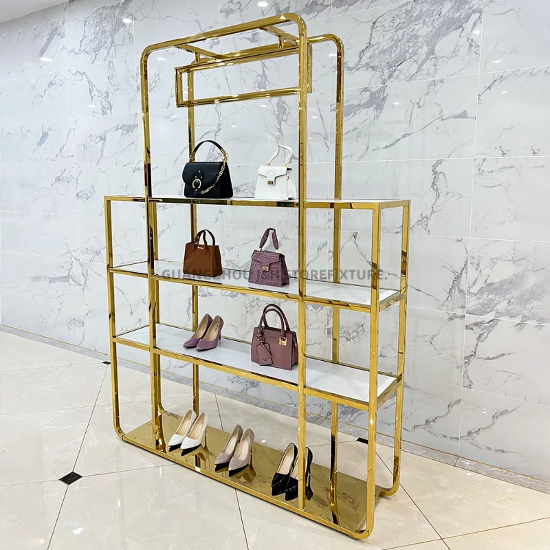 Customized. customized fashionable trade show shoe display stands bag holder display stainless shelf luxury handbag dis