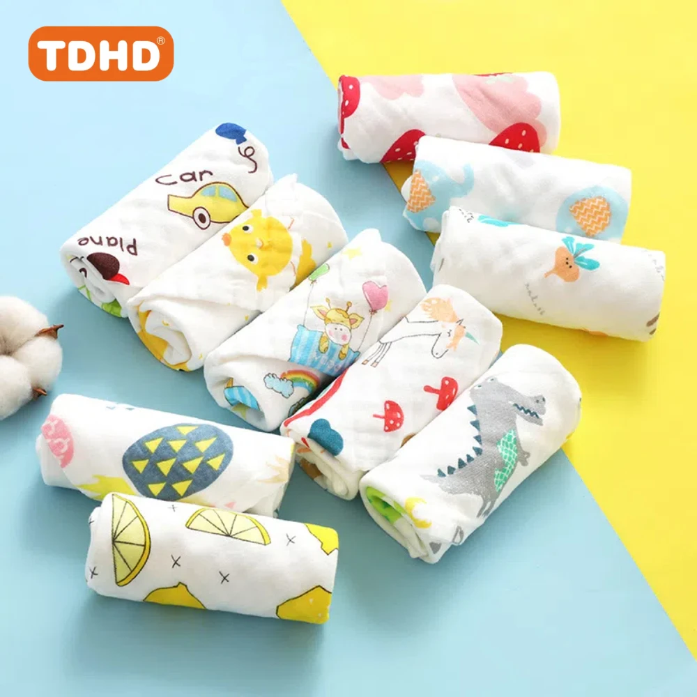 TDHD Set of 5 Soft Cotton Muslin Square Handkerchiefs, Featuring Modern Style with Random Patterns for Delightful Surprises.