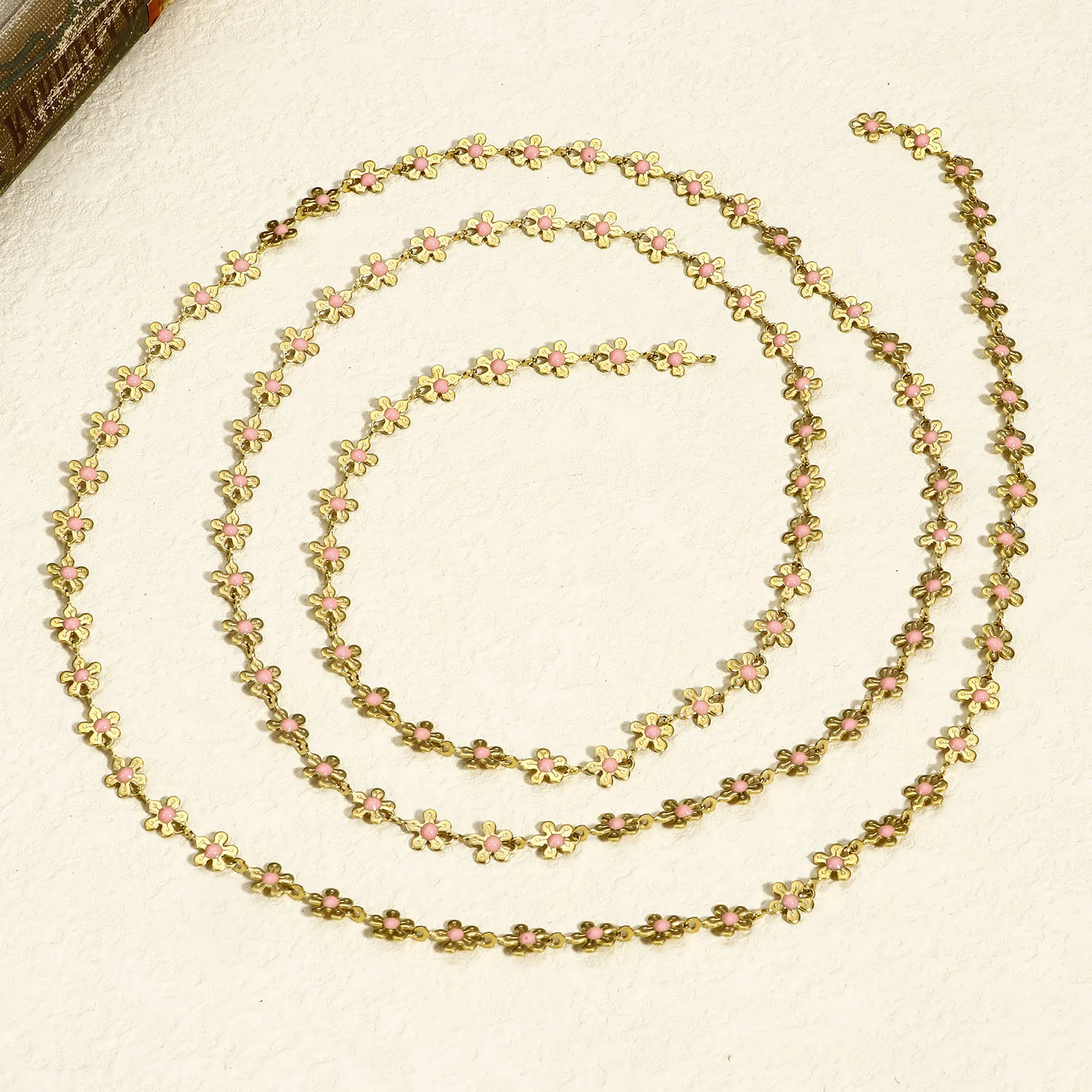 1 M 304 Stainless Steel Handmade Link Chain For Handmade DIY Jewelry Making Findings Flower Gold Color Chain 6mm