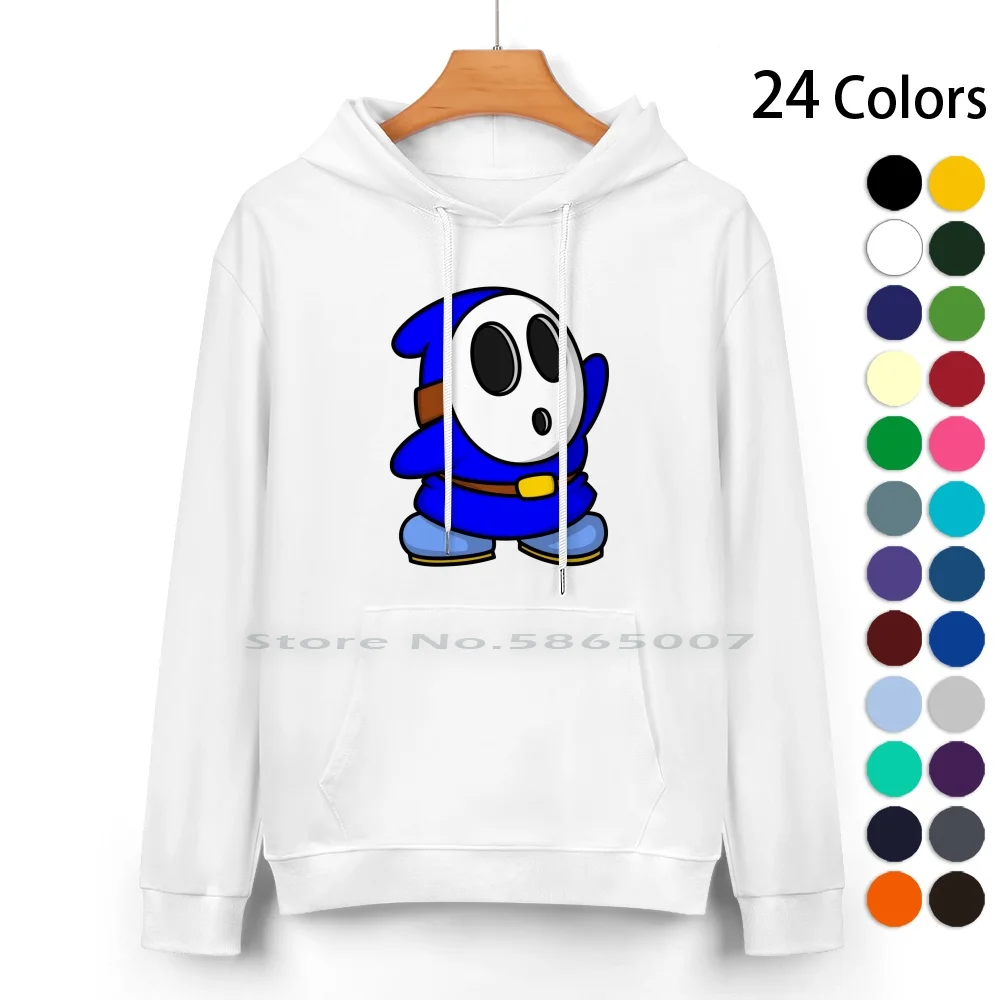 Blue Shyguy Pure Cotton Hoodie Sweater 24 Colors Blue Shyguy Super Bros Luigi Peach Bowser Yoshi Goomba Koopa 100% Cotton